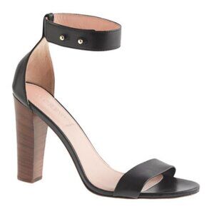 J. Crew Lanie Stacked Heel Leather Sandal